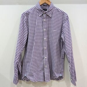 J. CREW | Men's Purple/White Slim Gingham Checker Long Sleeve Button Down Shirt
